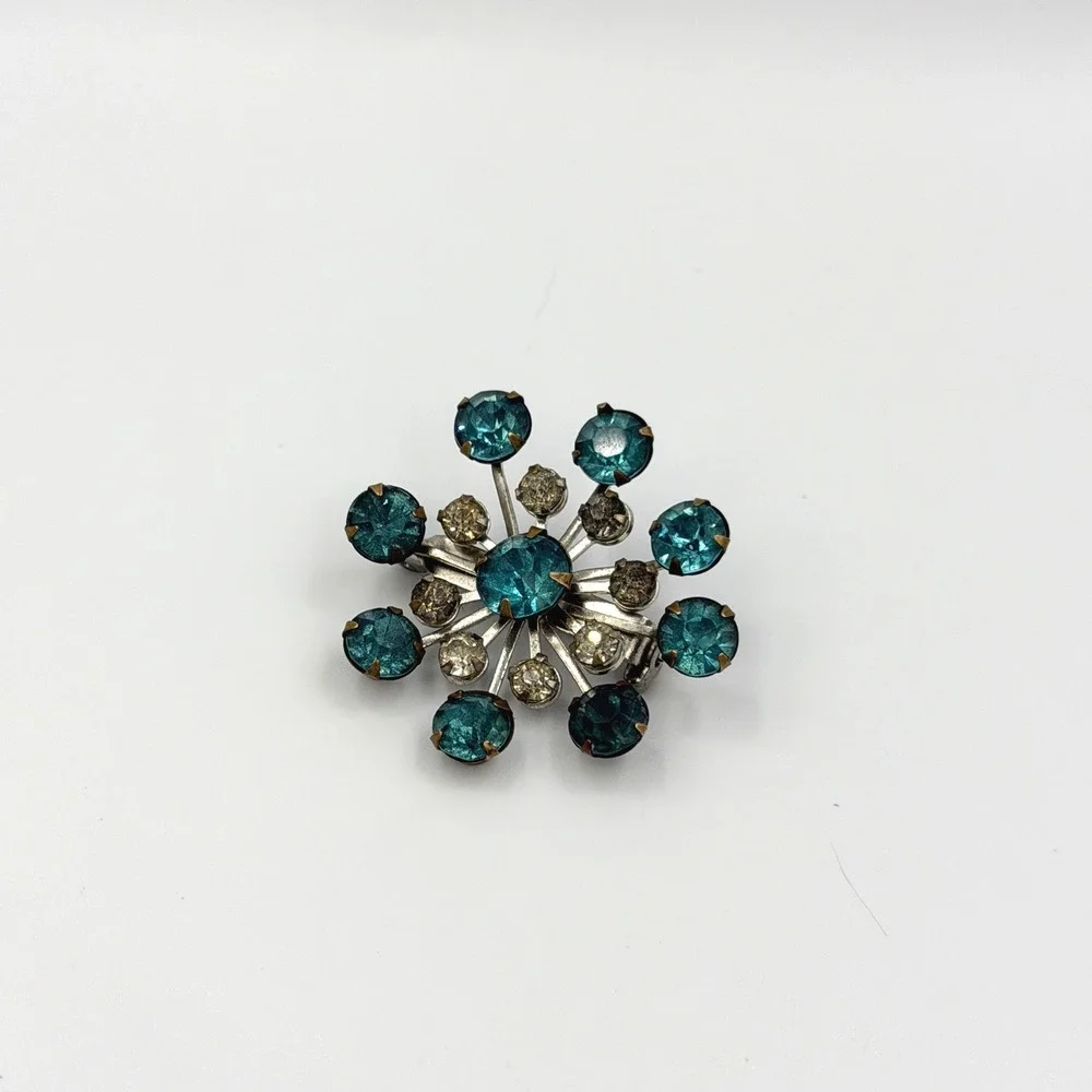 Vintage Rhinestone Brooch Lot of 3 Starburst 50s MCM Costume Estate Jewelry